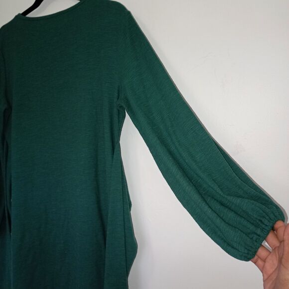 R Vivimos women's mini dress, size L, Olive Green, with front bow, puffed textur - Picture 5 of 13